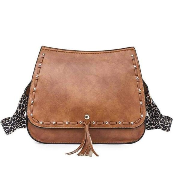 Handbags - Tassel leopard print strap leather purse
